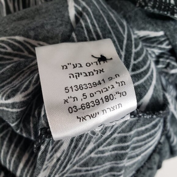 Alembika Tunic Top Black White Leaf Nylon Tiered Ruffle Hem Womens Size Small - Picture 8 of 8